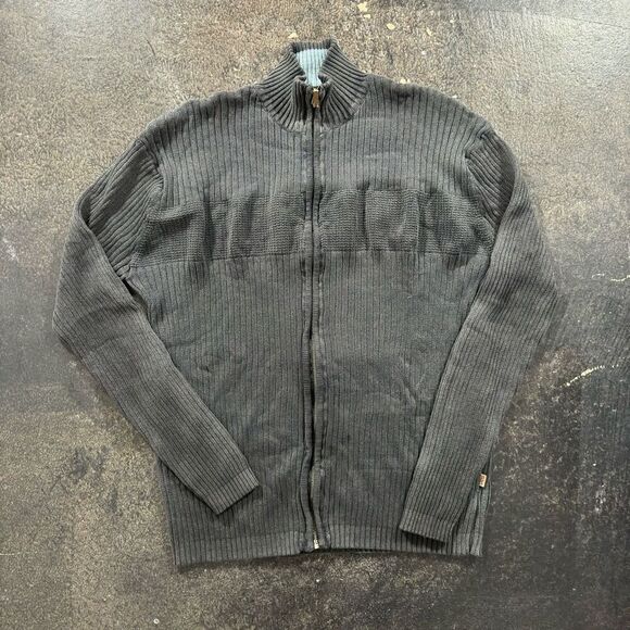 Y2k Lee Full Zip Dark Grey Sweater Tight Fit Outdoors Adult Size XL Read Bio - Picture 1 of 16